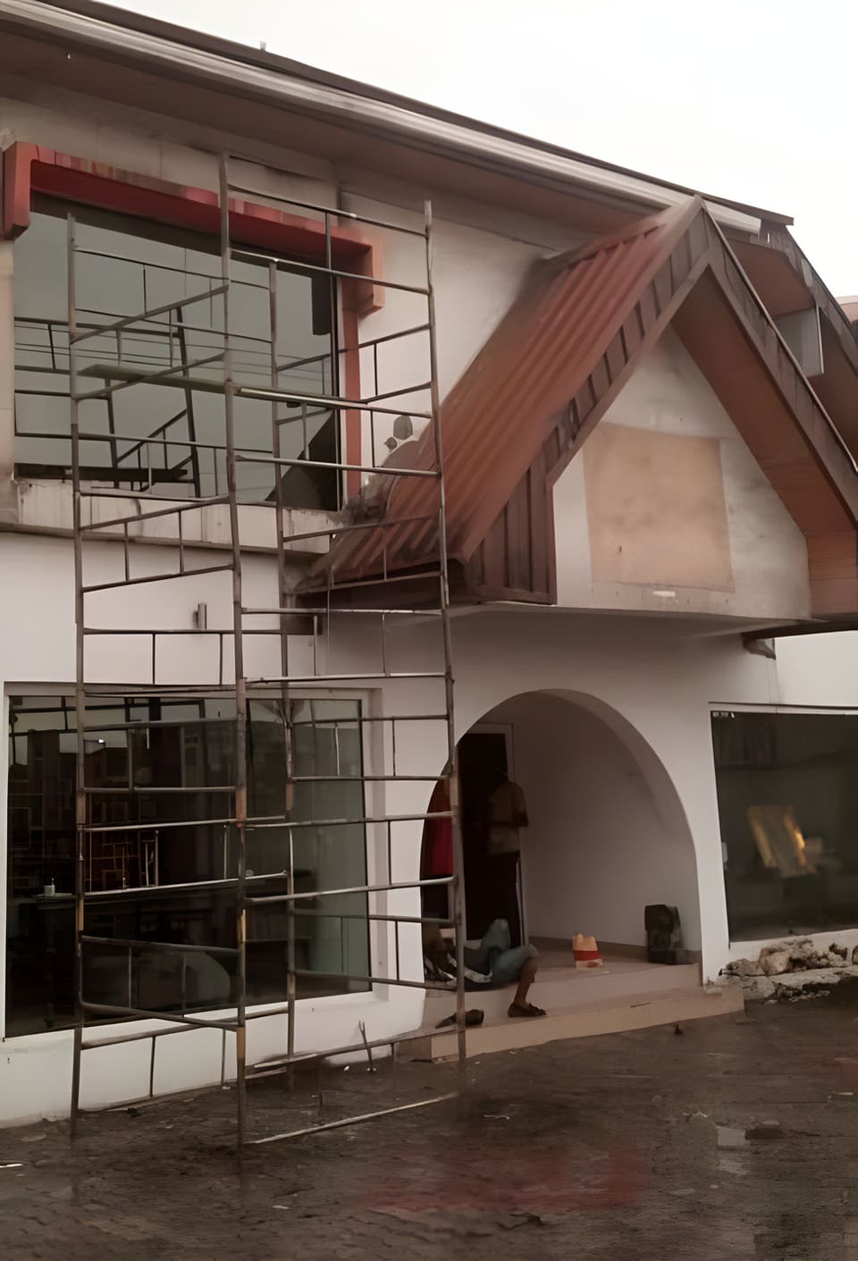 Original store entrance and scaffolding before redevelopment — Admiralty Road, Lekki, Lagos