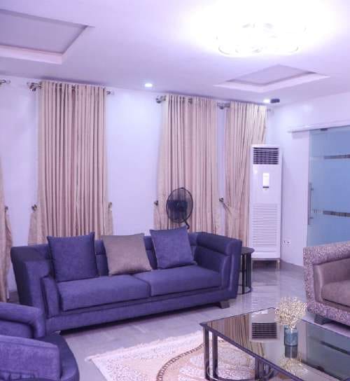 Living room seating and ceiling lighting — Gbagada, Lagos