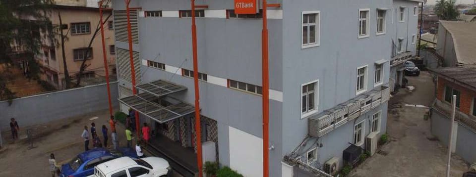 Branch elevation with entrance scaffolding — Onipanu, Lagos