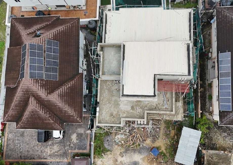 Top-down drone view of the building and plot — Lakeview Park, Lekki, Lagos